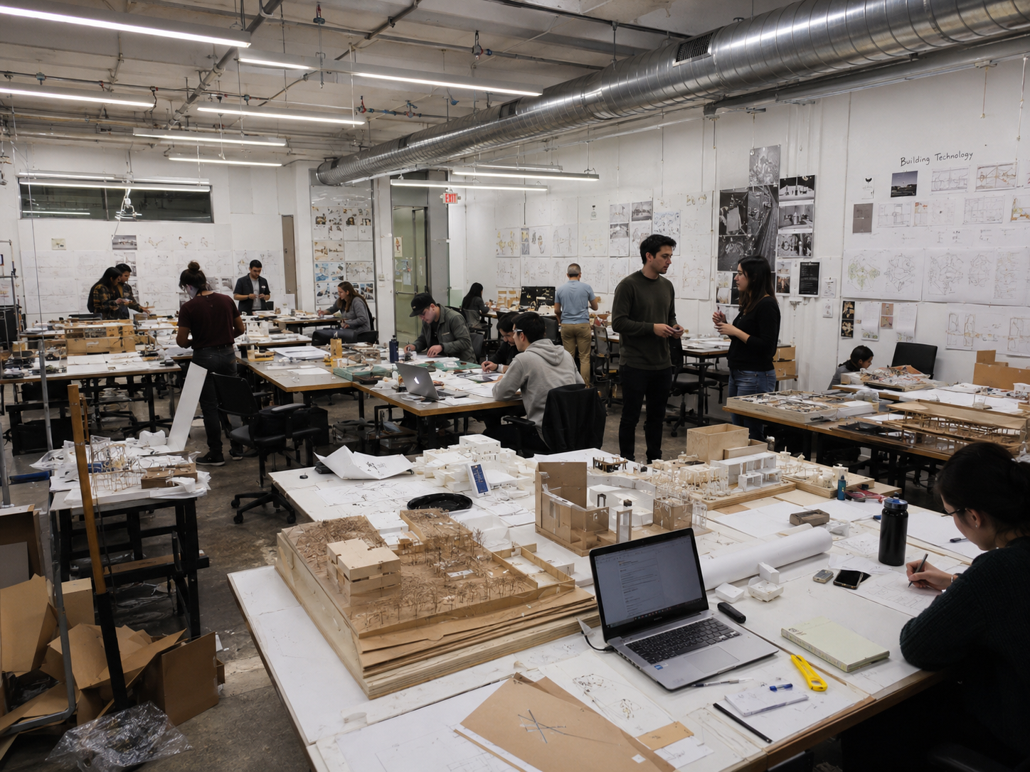 Architectural drawing tools and compass in use